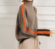 Anna | Damen Luxus Fischgrät Rollkragenpullover
