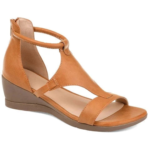 Fiammetta - Lässige Sandalen mit Keilabsatz und Fesselriemchen | Offene Sommersandalen mit Keilabsatz