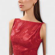 Opal - Elegantes Rückfreies Schnür-Jacquard Maxikleid" can be rewritten as:

"Opal - Stilvolles Rückfreies Schnür-Jacquard Maxikleid