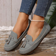 Rutschfeste flache Damen-Slipper mit Schleife - Martina
