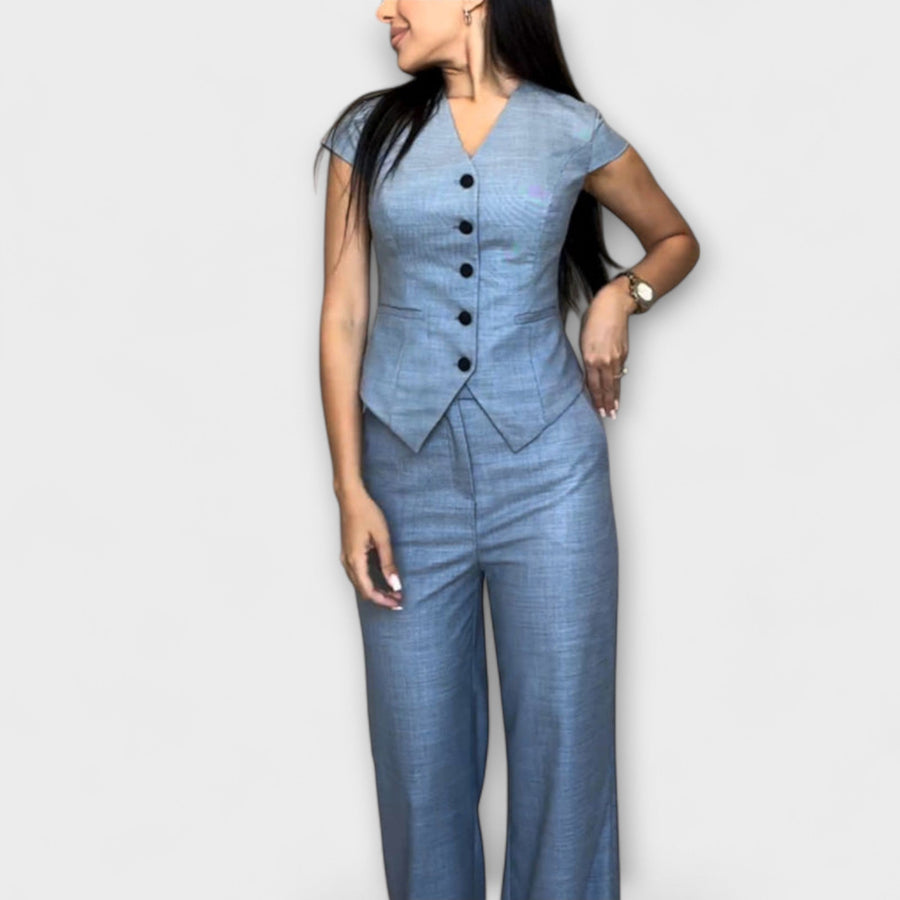 Ivy - Elegantes V-Ausschnitt Top mit passender Hose