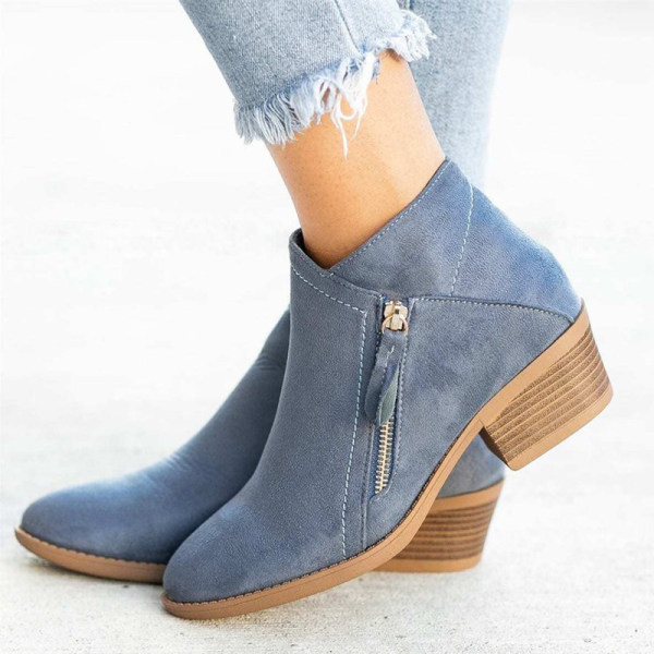 Stilvolle Lederstiefeletten Für Damen | Mit Reißverschlussdetail