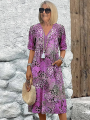 BRIGITTE - KLEID MIDI LOCKER MIT MUSTER
