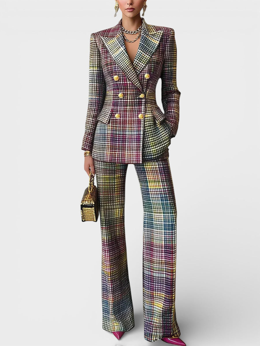 Kalyn – Zweireihiger Blazer Und Hose Mit Weitem Bein