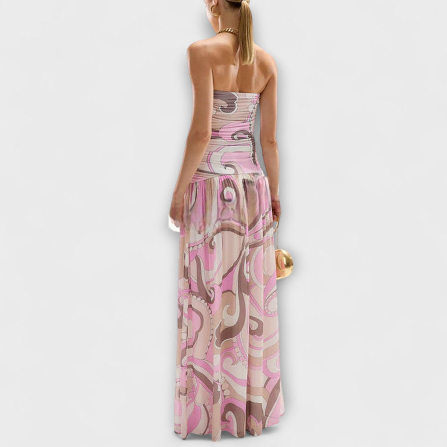 Tatum - Elegantes Pastell Off-Shoulder Maxikleid