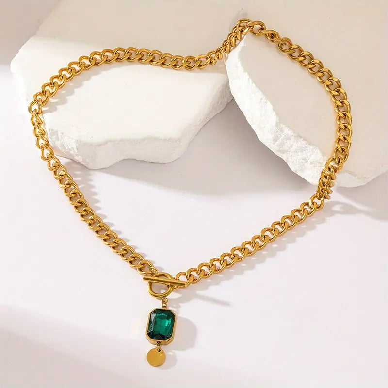 Carlotta® | Collier Pendentif Kette Smaragd Dick Gold