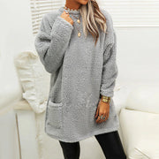 Karina - Gemütlicher Fleece-Pullover mit Knopfdetail