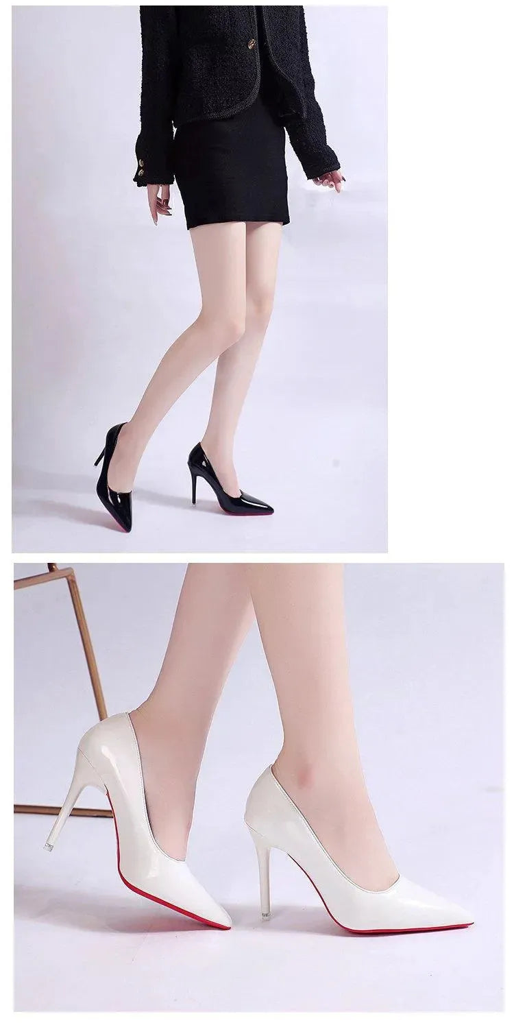 Damen Glänzende Leder High Heel Stilettos – Elegante Abend-Pumps