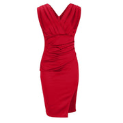 Florine | Taillierte Kleid mit V-Ausschnitt und Schlitz