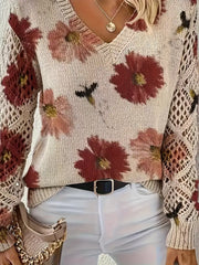 Rayuela Eleganter Pullover mit Blumendessin | Rot
