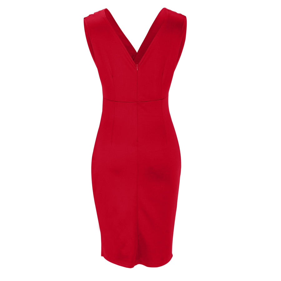 Florine | Taillierte Kleid mit V-Ausschnitt und Schlitz