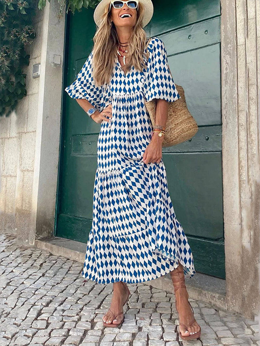 Bohemisches bedrucktes Maxikleid
