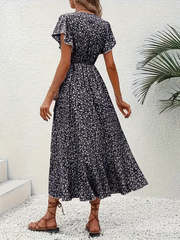 Hannah | V-Ausschnitt Wickel Kleid Rüschen