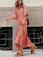 Bohemisches bedrucktes Maxikleid