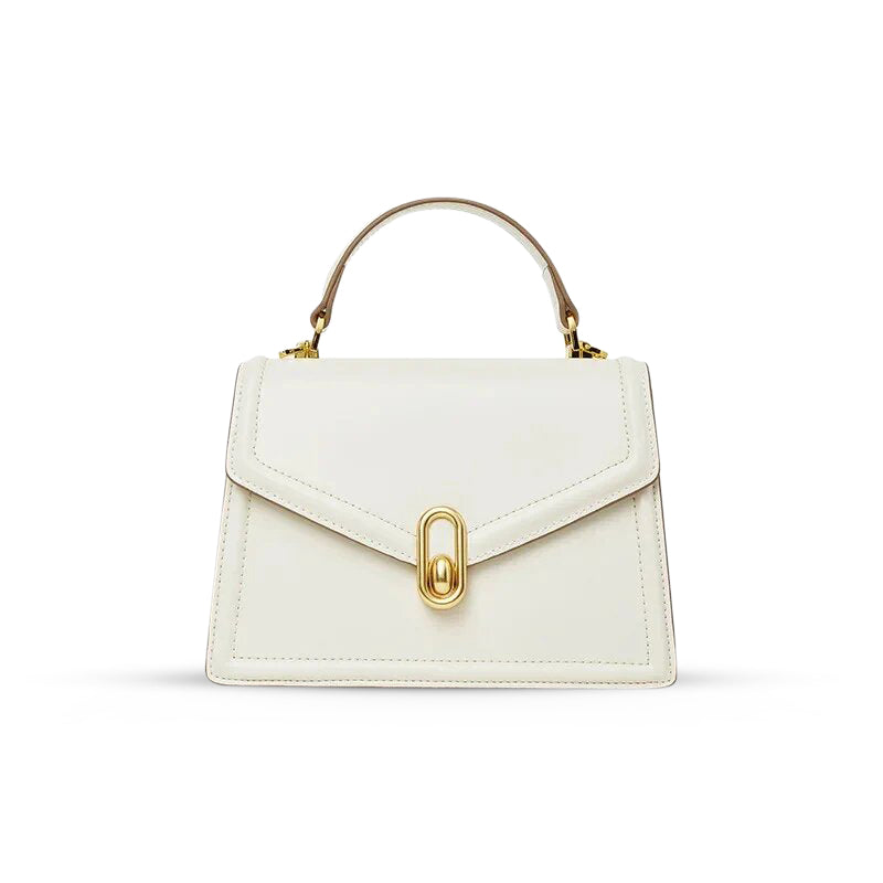 Elena | Strukturierte Damenhandtasche mit Top-Handle & goldfarbenem Verschluss – Elegante City-Bag