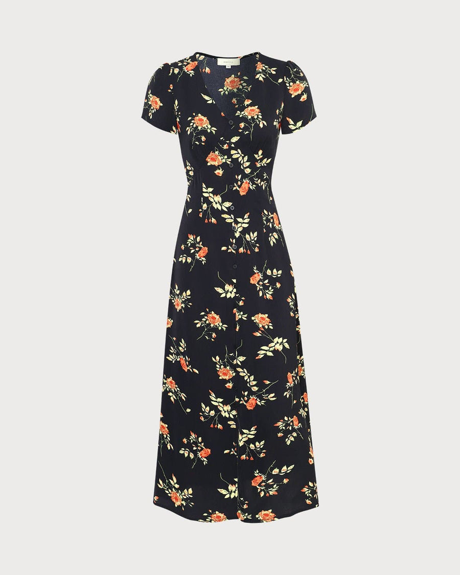 Kambria – Kurzärmeliges Midikleid Mit Blumenmuster