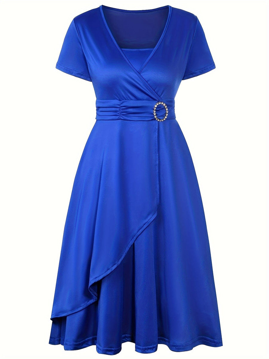 Nora | V-Ausschnitt Midikleid Asymmetrischer Saum