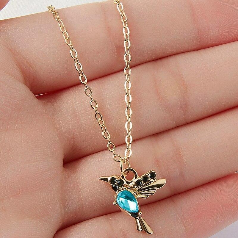 Emaille- und Zirkonia-Hummingbird-Halskette