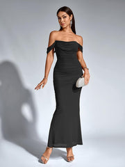Damen Maxi Hochzeitsgastkleid | Schulterfrei