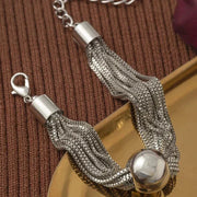 Verstellbare Edelstahl Halskette mit Glänzender Kugel – Elegant