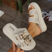 Gepolsterte Plateausandalen für Damen mit Metallic-Design - Julieta
