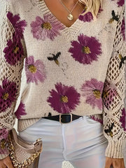 Rayuela Eleganter Pullover mit Blumendessin | Lila