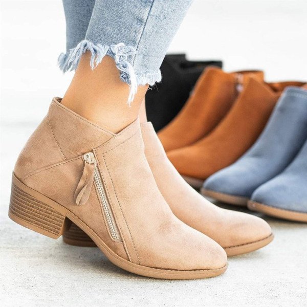 Stilvolle Lederstiefeletten Für Damen | Mit Reißverschlussdetail