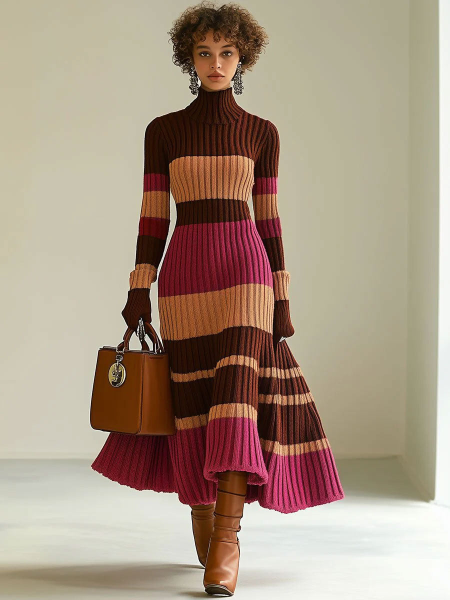 Alina | Langes Damen Strickkleid modern & lässig
