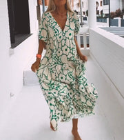 Kurzarm Print Maxikleid