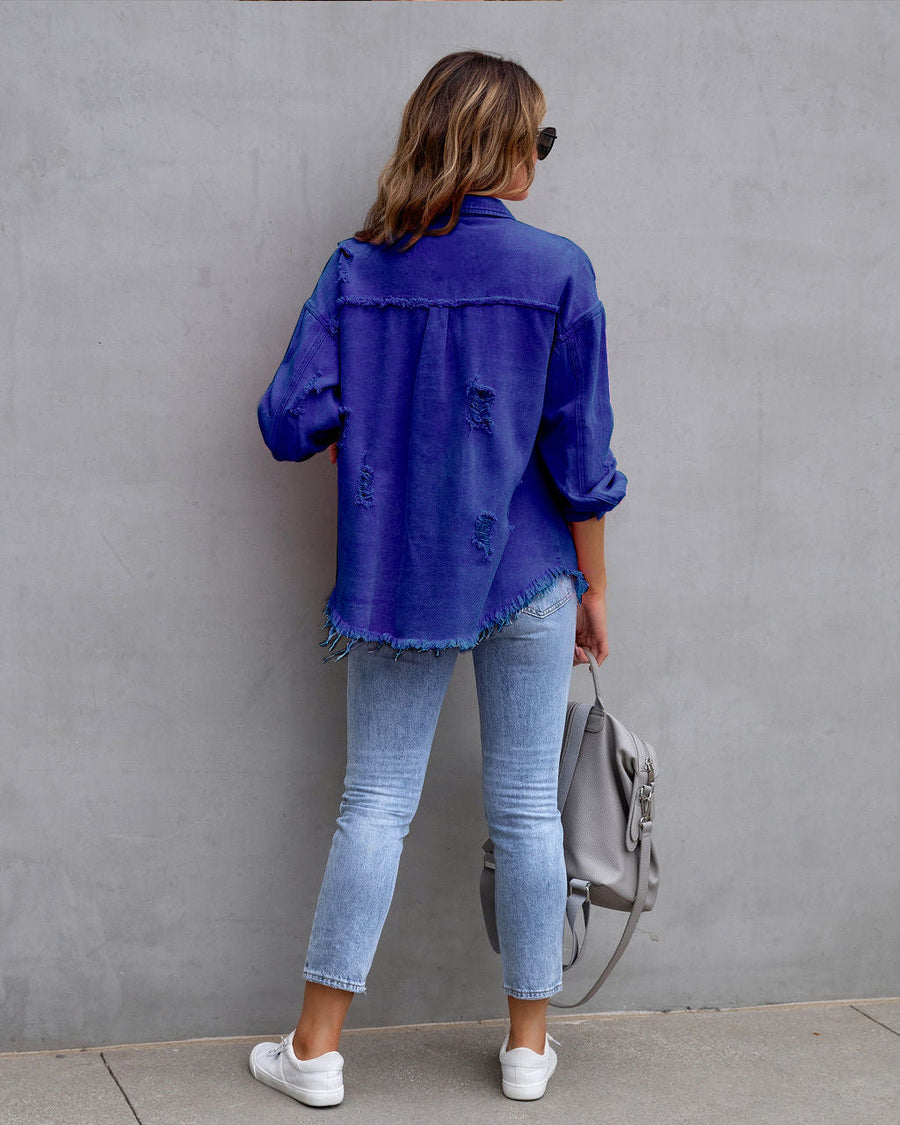 Moderne Damen Jeansjacke - Farbige Denim Outdoor-Jacke für jeden Anlass