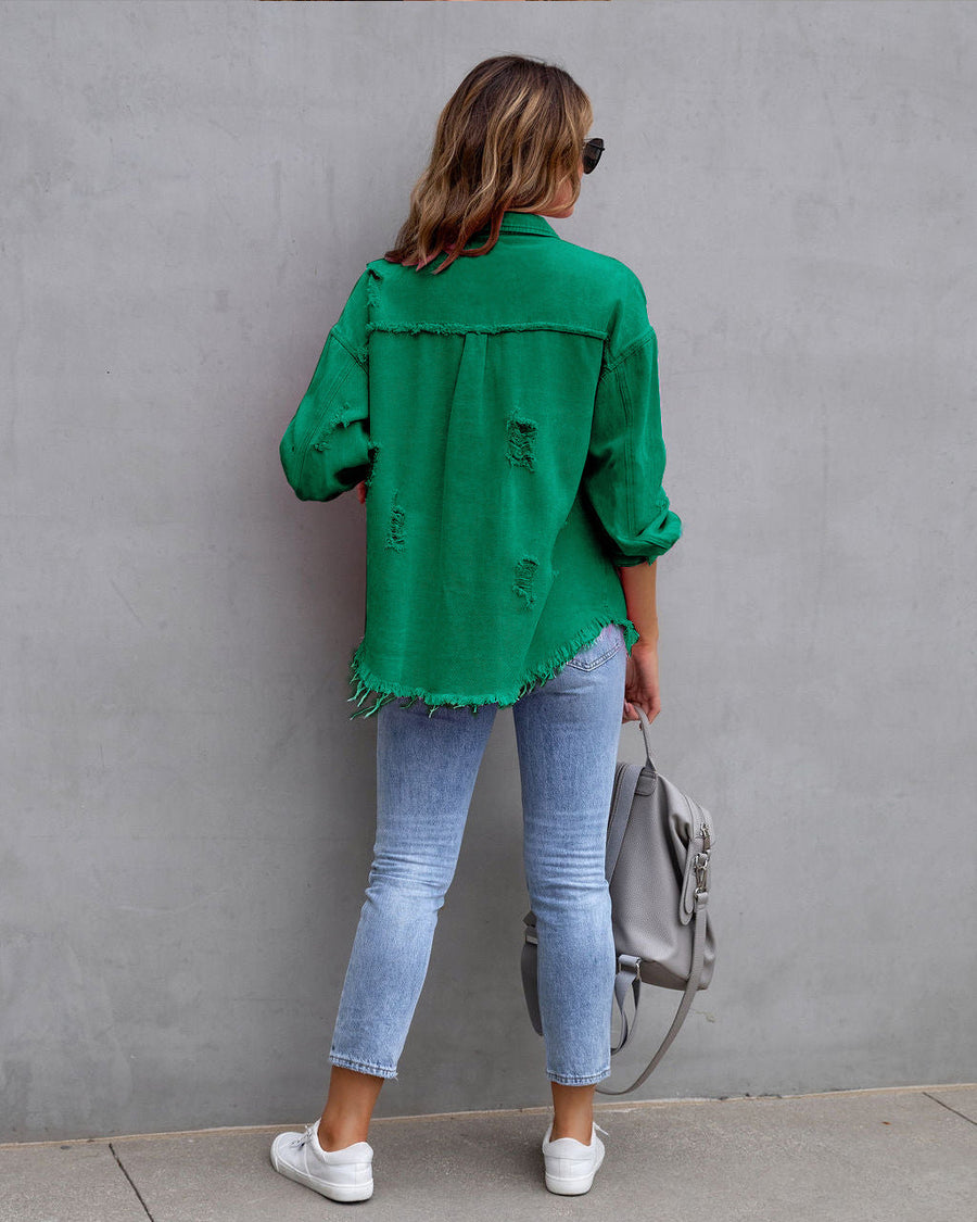 Moderne Damen Jeansjacke - Farbige Denim Outdoor-Jacke für jeden Anlass