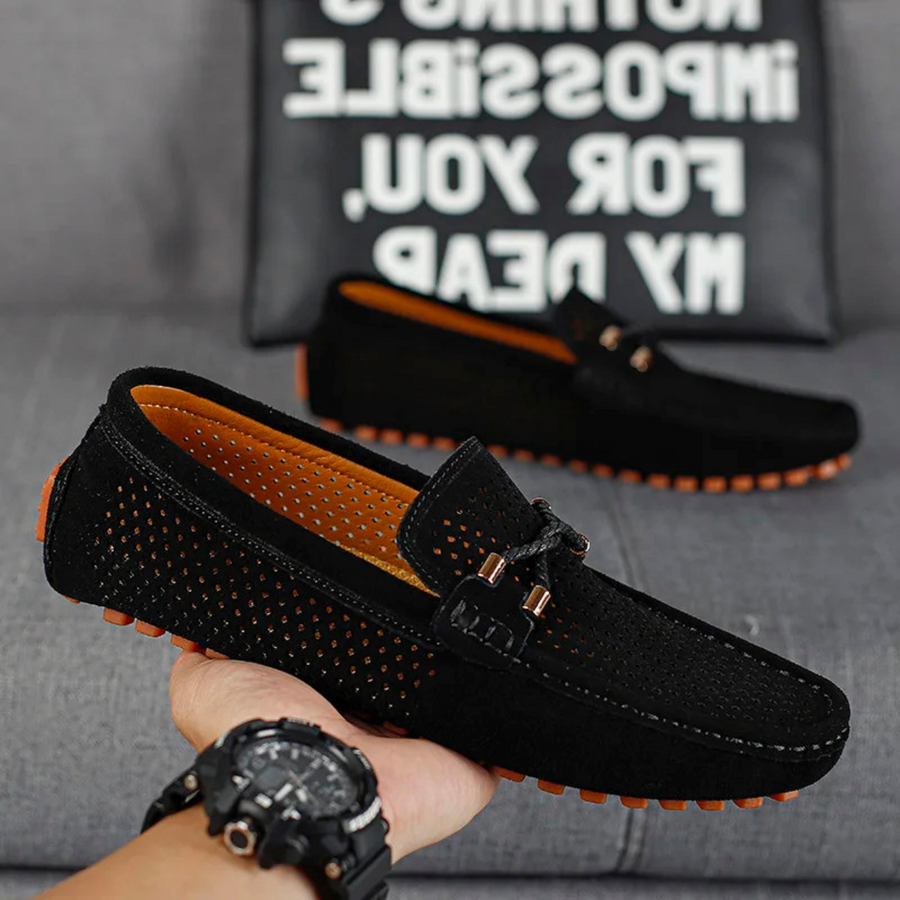 Miro Leder-Loafer mit Perforation | Schwarz