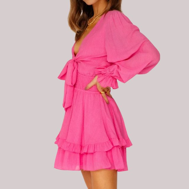 Bequemes | Wickelkleid mit Rüschen und Taillenban für dich