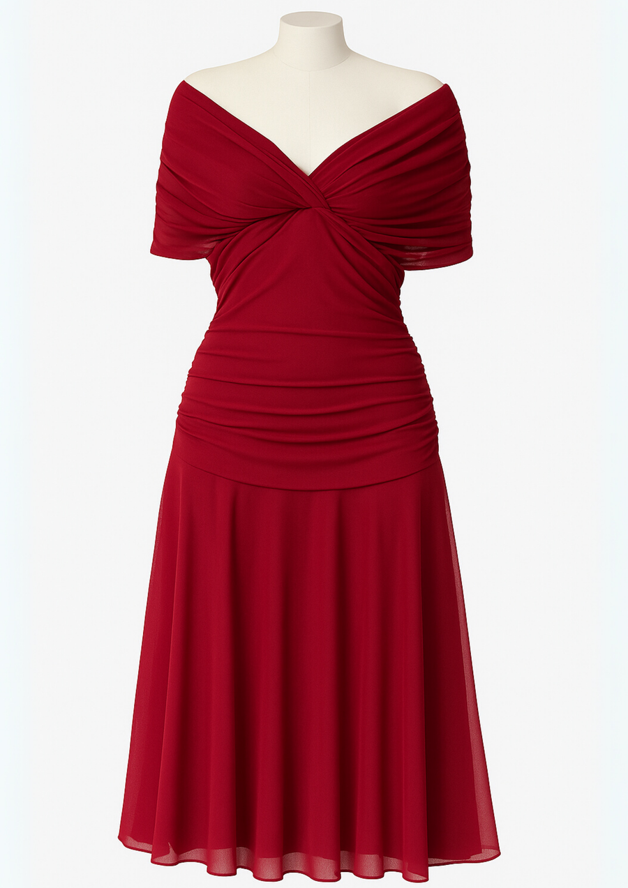 Aure Maxikleid mit Fantasie-Blumenmuster und V-Ausschnitt | Rot