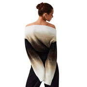 Clarissa - Schulterfreier Gradient Flauschiger Strickpullover