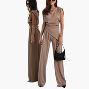 Zweiteiler Damen - Eleganter Hosenanzug mit weitem Bein