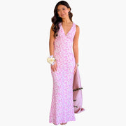 Spitzen-Maxikleid - Damen Stil mit V-Ausschnitt und Eleganz