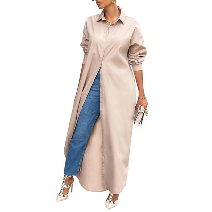 Ele – vielseitiges schlichtes Hemdblusenkleid mit Umschlagkragen