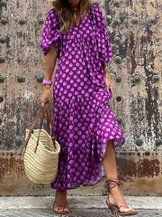 Bohemisches bedrucktes Maxikleid