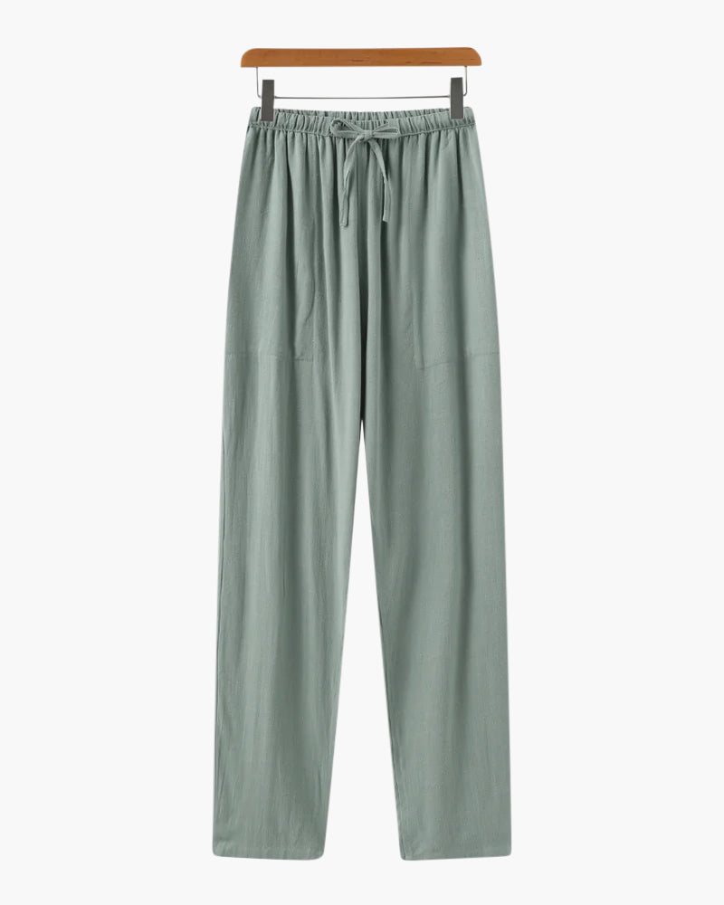 Adrian | Leichte Slim Fit Herren Sommer Leinenhose mit Kordelzug