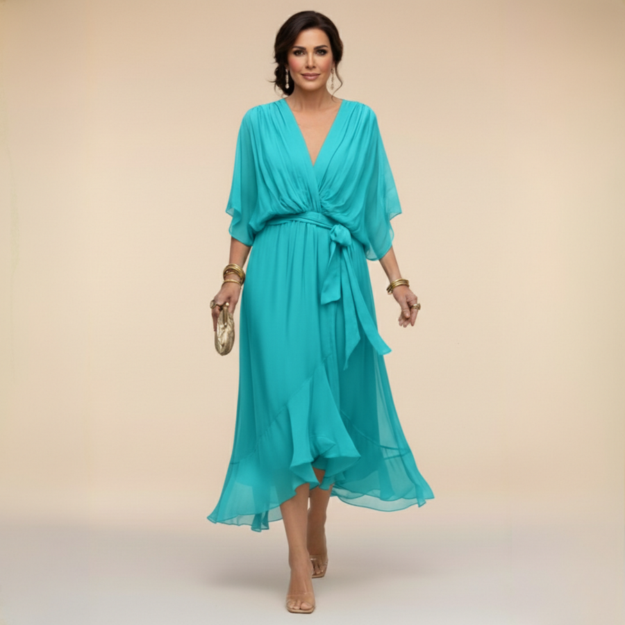 MARTA™ | CHIFFONKLEID MIT V-AUSSCHNITT
