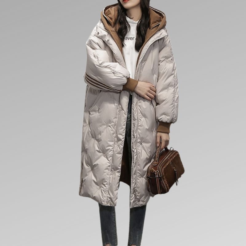 Damen Oversized Daunenmantel mit Kapuze – Stylischer und warmer Wintermantel für kalte Tage