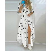 Leichtes - schmales, bequemes Hemdblusenkleid mit Papierdruck für dich