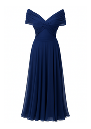 Aure Maxikleid mit Fantasie-Blumenmuster und V-Ausschnitt | Blau