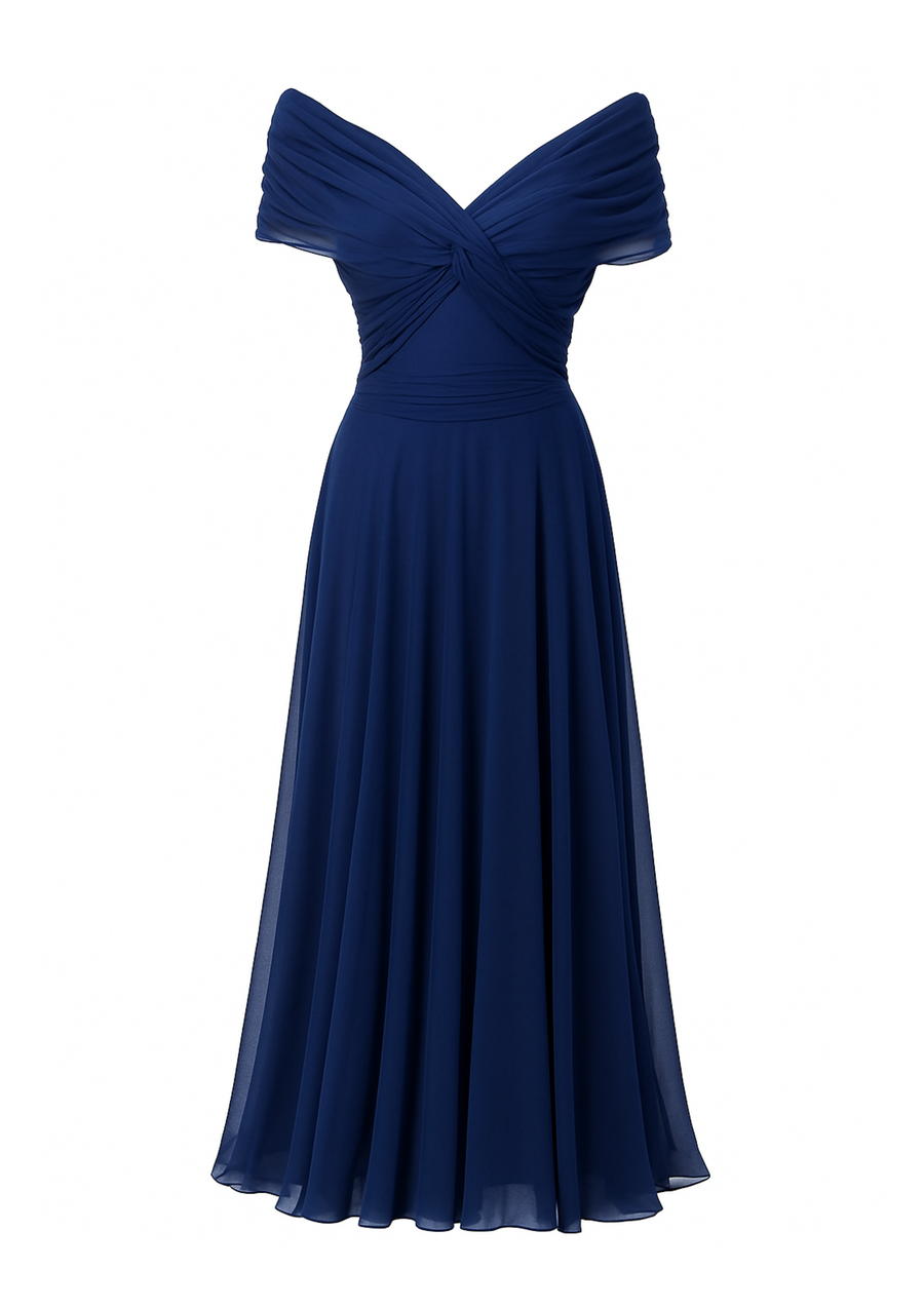 Aure Maxikleid mit Fantasie-Blumenmuster und V-Ausschnitt | Blau