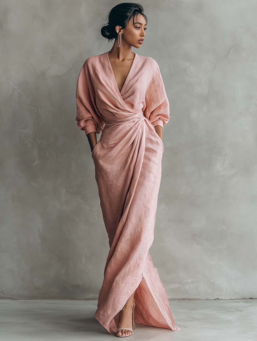 Sandra | Damen Minimalistisches Maxikleid V-Ausschnitt – Maxi Minimal V-Neck 2026