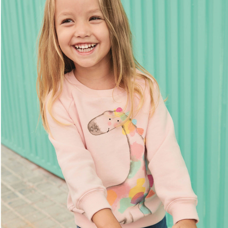 Mädchen Sweatshirt mit kreativem Giraffenmotiv Drune