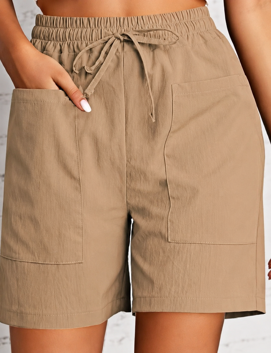 Jynn | Leichte Hohe Taille-Sommershorts mit Taschen