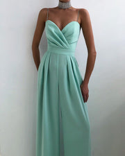 Heidi-Mode | Damen Eleganter Fließender Jumpsuit mit Spaghettibändern für Festliche Anlässe
