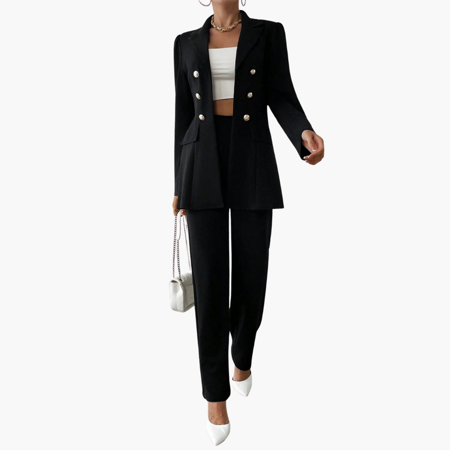 Zweiteiliger Anzug mit Damen - Blazer und geraden Hosen